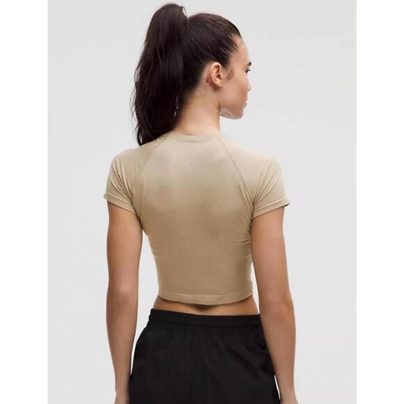 Lululemon Swiftly Tech Cropped Short-Sleeve Shirt 2.0  Sheer Oak Size 12 NWT - Picture 3 of 6